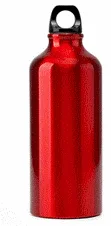 Gourde rouge Gourde rouge en aluminium avec mousqueton — exercice de maths en 6ème sur la comparaison de volumes en L et cm3