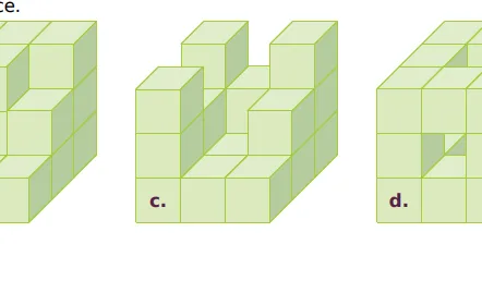 Solide c : empilement de cubes Solide c, empilement de petits cubes formant un grand cube incomplet, exercice de volumes en 6ème