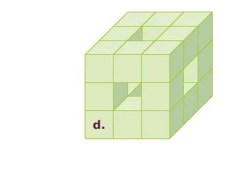 Solide d : cube percé Solide d, grand cube de petits cubes percé de part en part au centre de chaque face, exercice de volumes en 6ème