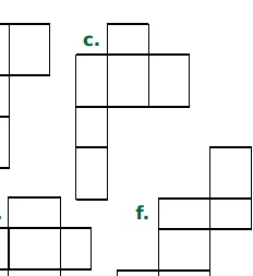 Patron c de six rectangles Patron c constitué de six rectangles assemblés avec une longue colonne, à identifier ou non comme patron de cube en 6ème sur les volumes