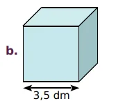 Cube b d'arête 3,5 dm Cube b d'arête 3,5 dm, exercice de calcul du volume d'un cube en 6ème sur les volumes