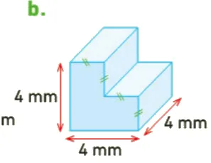 Solide bleu en L Solide bleu en forme de L de 4 mm de haut, 4 mm de large et 4 mm de profondeur — exercice de maths en 6ème sur le volume d'un solide