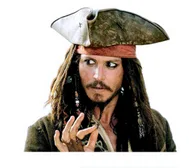 Pirate avec chapeau Pirate portant un chapeau à plume et un bandana, la main levée — exercice de maths en 6ème sur la division euclidienne et décimale sur le partage de pièces d’or