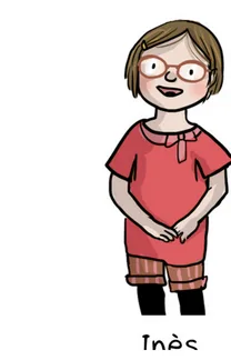 Inès avec une bulle de dialogue Inès, une fille rousse à lunettes en tee-shirt rouge, explique un critère de divisibilité par 3 — maths en 6ème, division