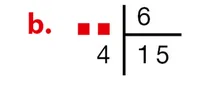 Division à dividende manquant Division posée avec dividende inconnu, diviseur 6, quotient 15 et reste 4 — exercice de maths en 6ème sur la division euclidienne et décimale