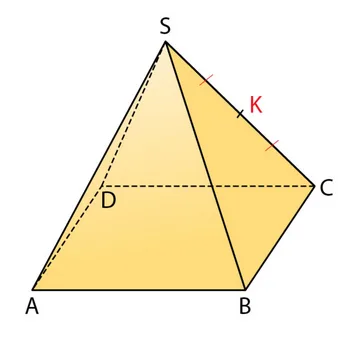 Pyramide SABCD avec milieu K Pyramide SABCD de sommet S à base parallélogramme ABCD avec K milieu de l’arête SC — exercice de maths en terminale sur les vecteurs