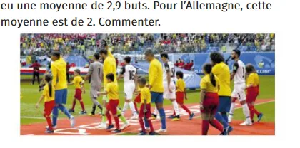 Joueurs entrant sur le terrain Joueurs de football accompagnés d'enfants entrant sur le terrain avant un match de coupe du monde — exercice de maths en 2de sur les statistiques