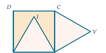 Carré ABCD et triangles équilatéraux Carré ABCD de côté 5 cm avec les triangles équilatéraux ABI et BCV — exercice de maths en 2de sur les coordonnées et l'alignement de points