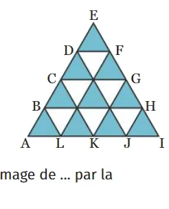 Triangle équilatéral découpé en triangles Grand triangle équilatéral découpé en petits triangles avec les points A à L, translation — exercice de maths en 2de sur les vecteurs