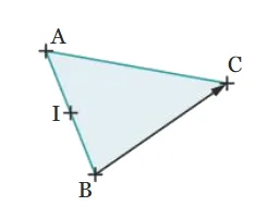 Triangle ABC et milieu I Triangle quelconque ABC avec I milieu de AB et le vecteur BC — exercice de maths en 2de sur les vecteurs et parallélogrammes