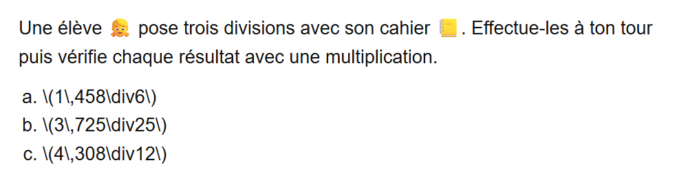 Énoncé de l'exercice 35 sur les opérations en CM1 : Divisions exactes à vérifier – corrigé opérations CM1