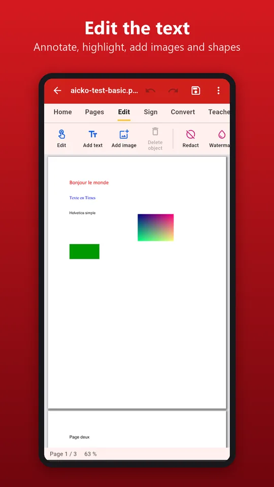 Screenshot of the AICKO PDF editor app on a phone (2)