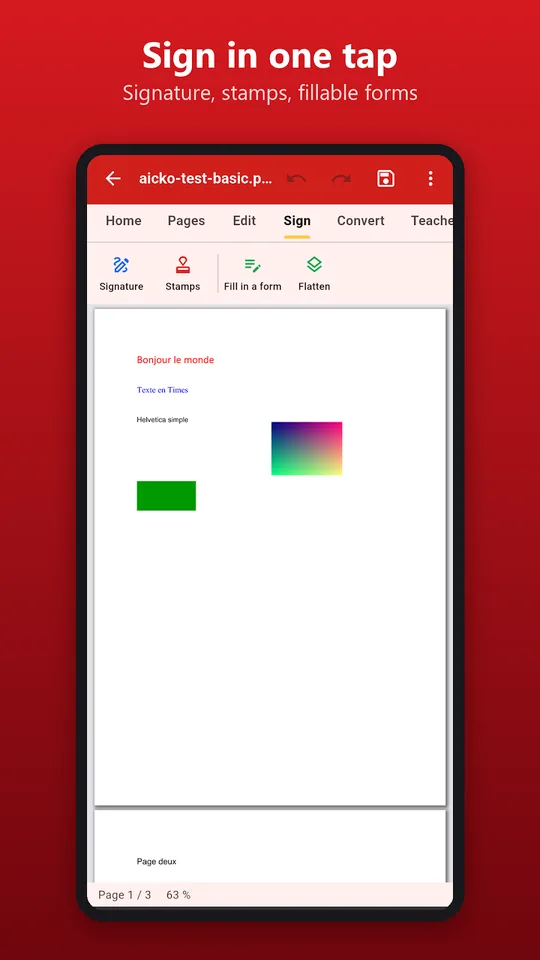 Screenshot of the AICKO PDF editor app on a phone (3)