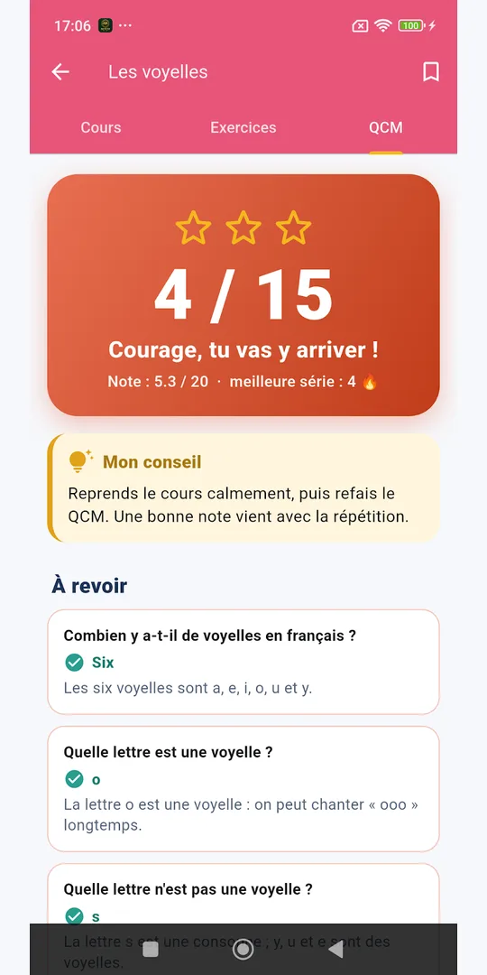 Capture d'écran d'Apprendre le français, révisions de français, sur téléphone (3)