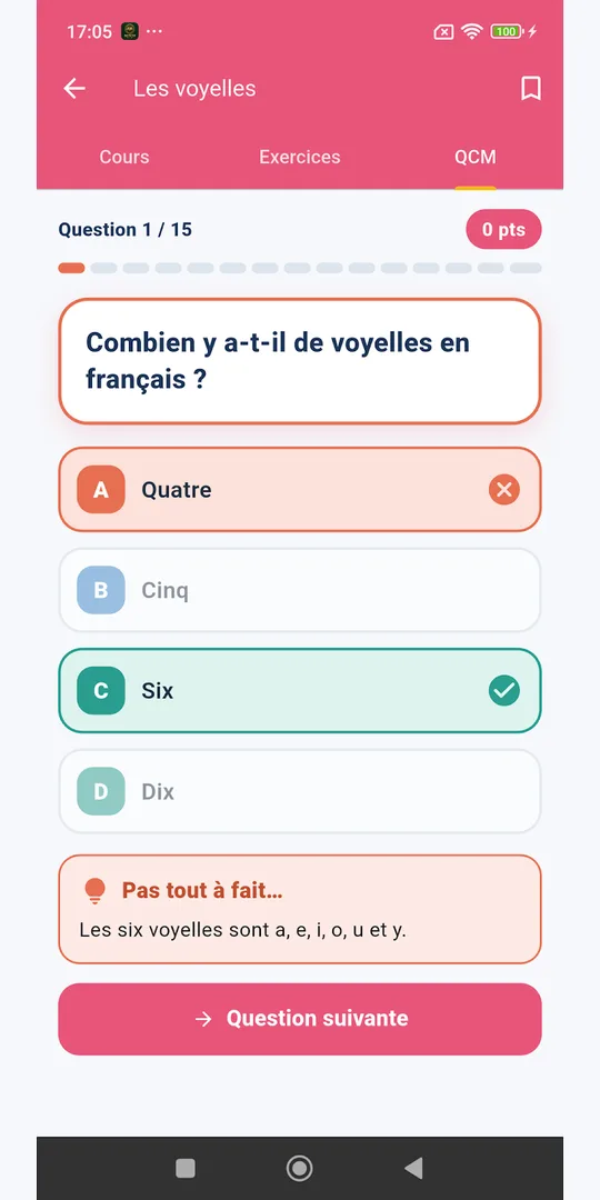 Capture d'écran d'Apprendre le français, révisions de français, sur téléphone (5)