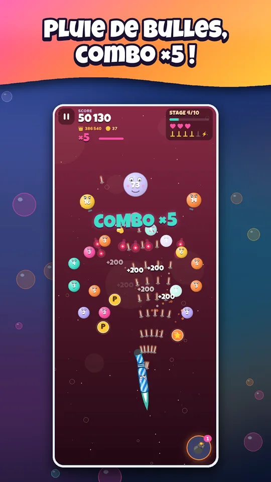 Capture d'écran de Fusion Malin, jeu de tir de bulles, sur téléphone (2)