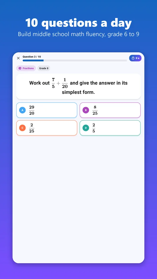Screenshot of Maths automatismes on an Android phone (8)