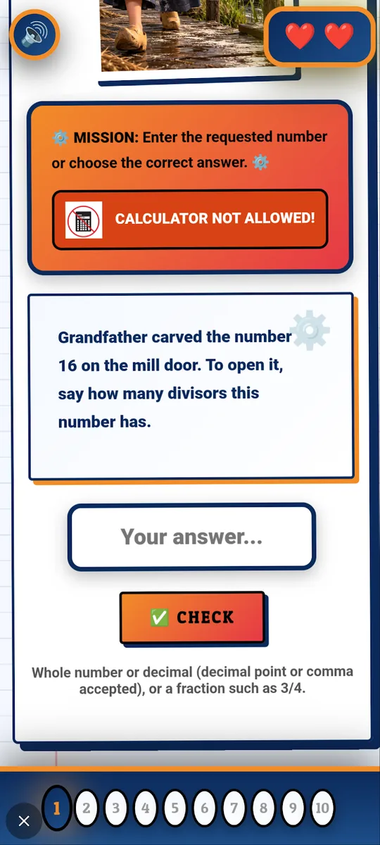 Screenshot of the Maths Escape game on an Android phone (6)