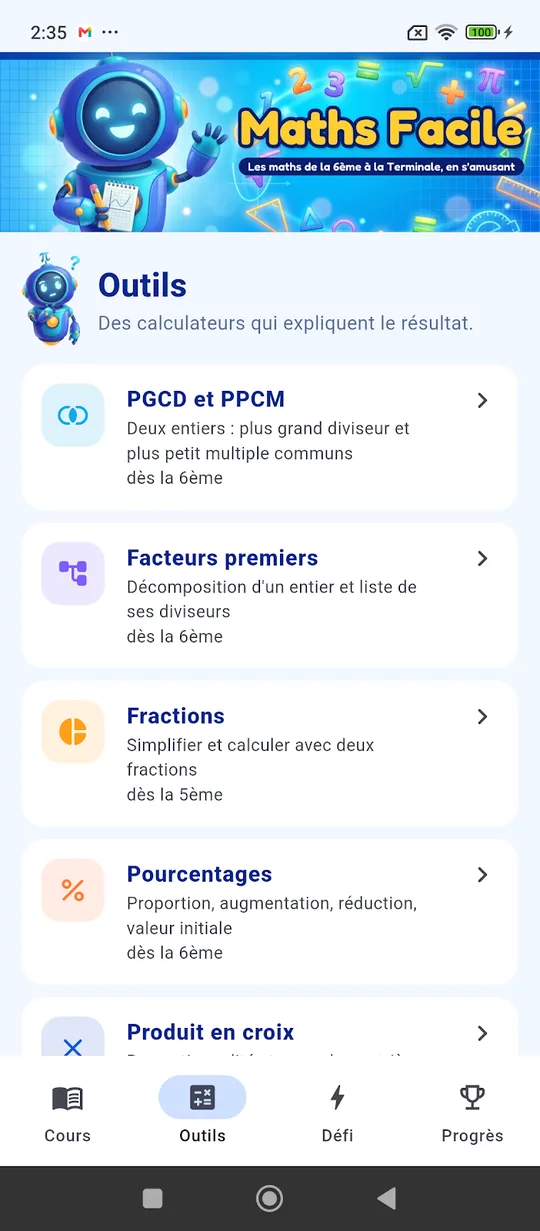 Capture d'écran de Maths Facile sur téléphone (5)