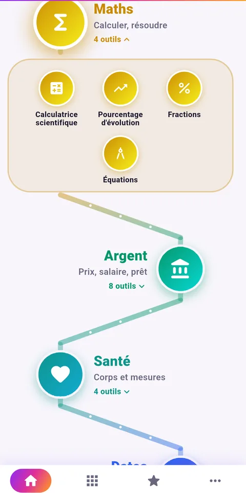 Capture d'écran d'Outilix, boîte à outils pour les devoirs, sur téléphone (3)