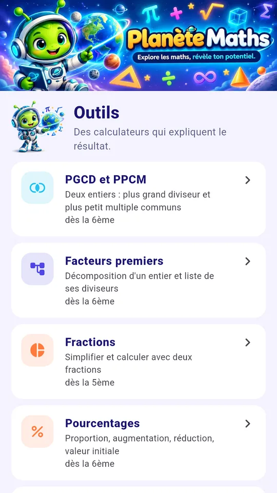 Capture d'écran de Planète Maths sur tablette (7)