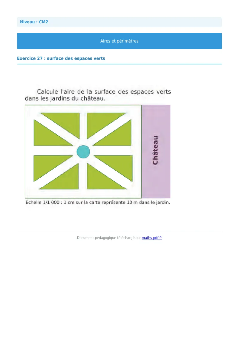 Aires et périmètres : exercice n°27 de maths en CM2 corrigé en PDF