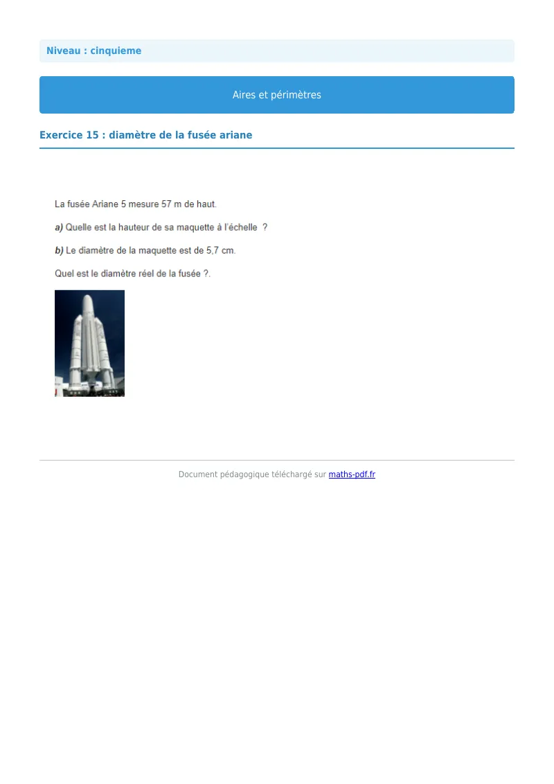Aires et périmètres de figures : exercice n°15 de maths en 5ème corrigé en PDF