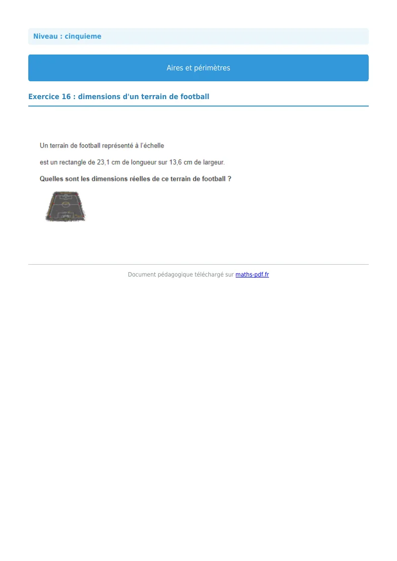 Aires et périmètres de figures : exercice n°16 de maths en 5ème corrigé en PDF