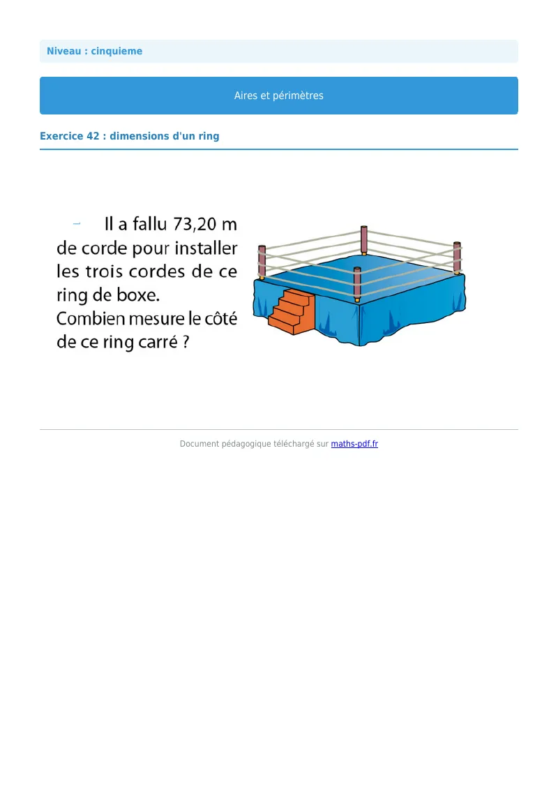 Aires et périmètres de figures : exercice n°42 de maths en 5ème corrigé en PDF