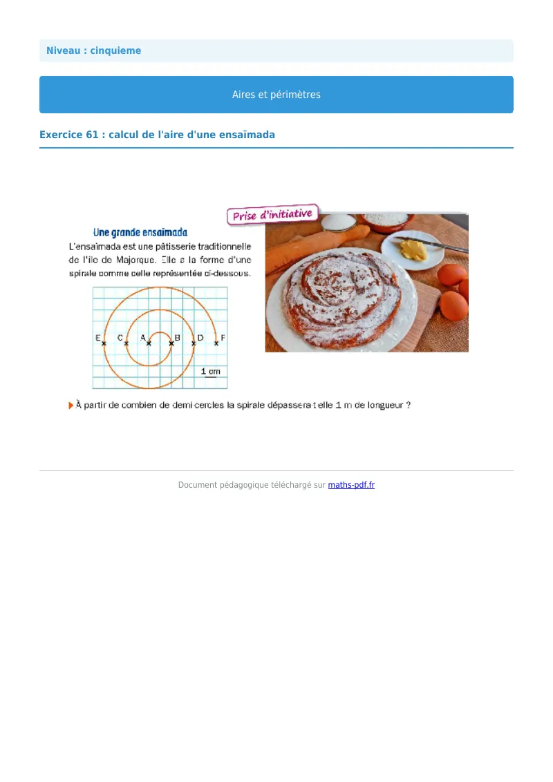 Aires et périmètres de figures : exercice n°61 de maths en 5ème corrigé en PDF