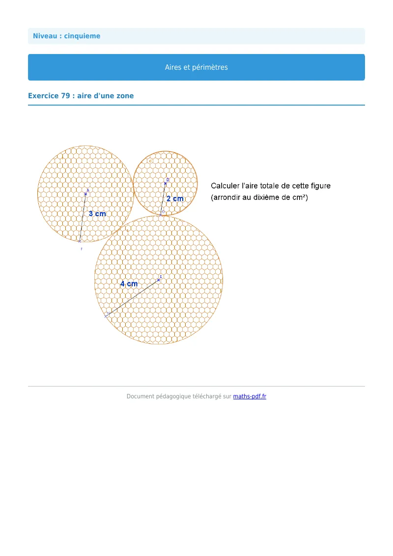 Aires et périmètres de figures : exercice n°79 de maths en 5ème corrigé en PDF