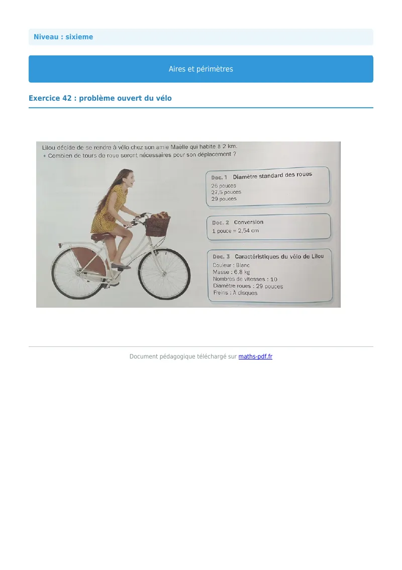 Aires et périmètres de figures : exercice n°42 de maths en 6ème corrigé en PDF