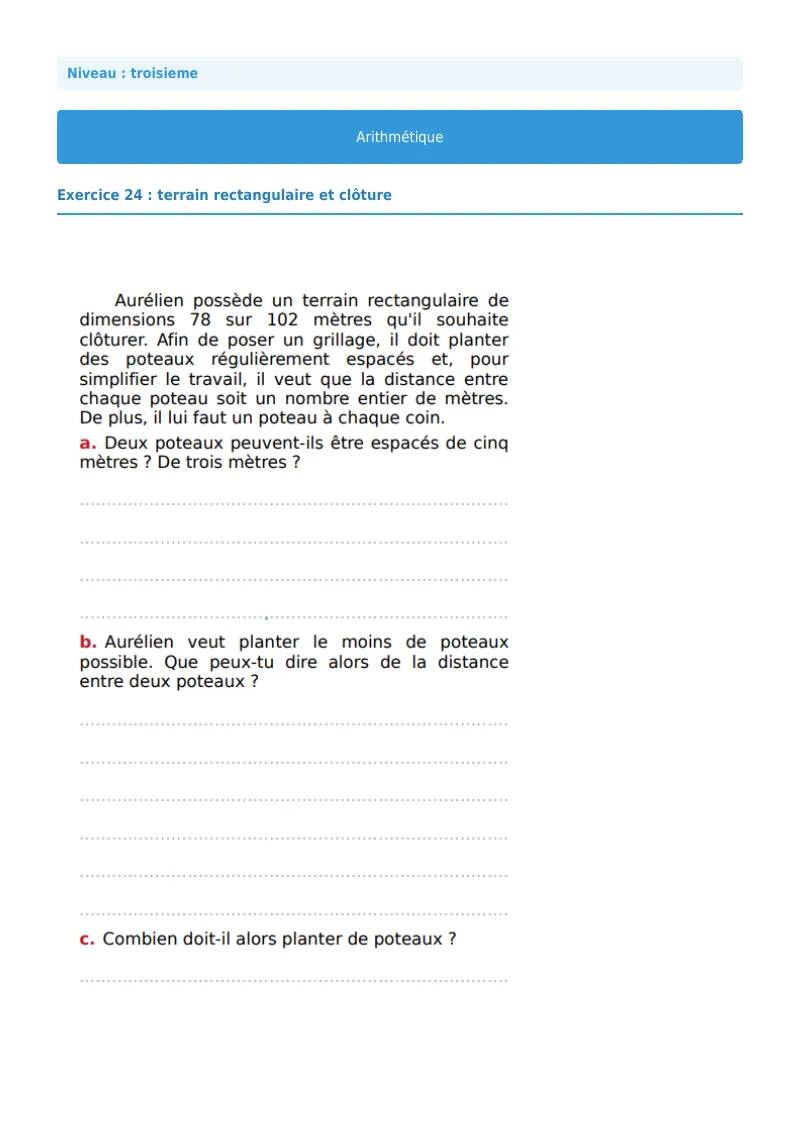 Arithmétique et décomposition en facteurs premiers : exercice n°24 de maths en 3ème corrigé en PDF