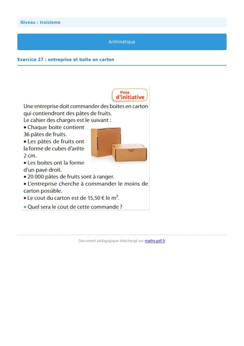 Arithmétique et décomposition en facteurs premiers : exercice n°27 de maths en 3ème corrigé en PDF