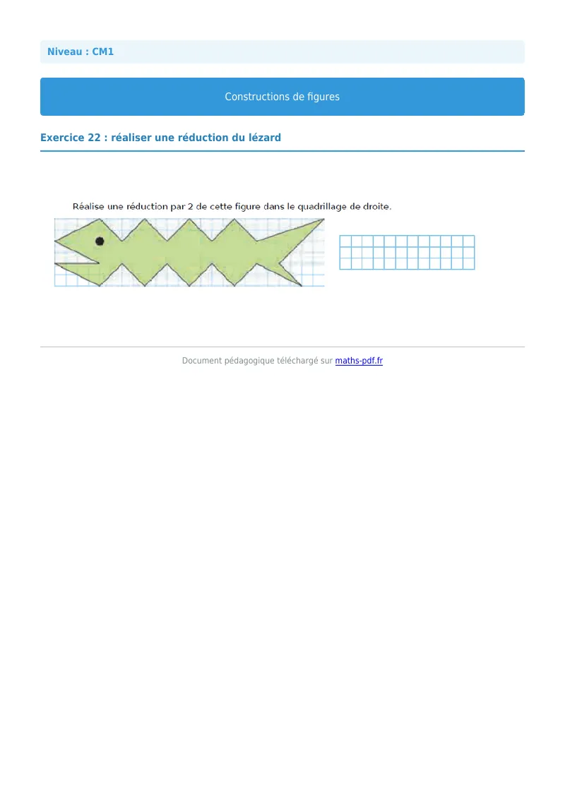 Construction de figures : exercice n°22 de maths en CM1 corrigé en PDF