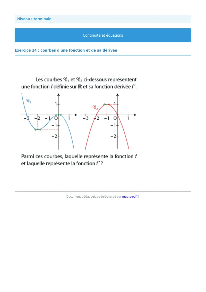 La continuité : exercice n°24 de maths en terminale corrigé en PDF