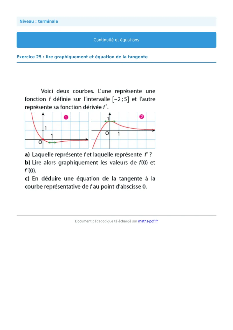 La continuité : exercice n°25 de maths en terminale corrigé en PDF