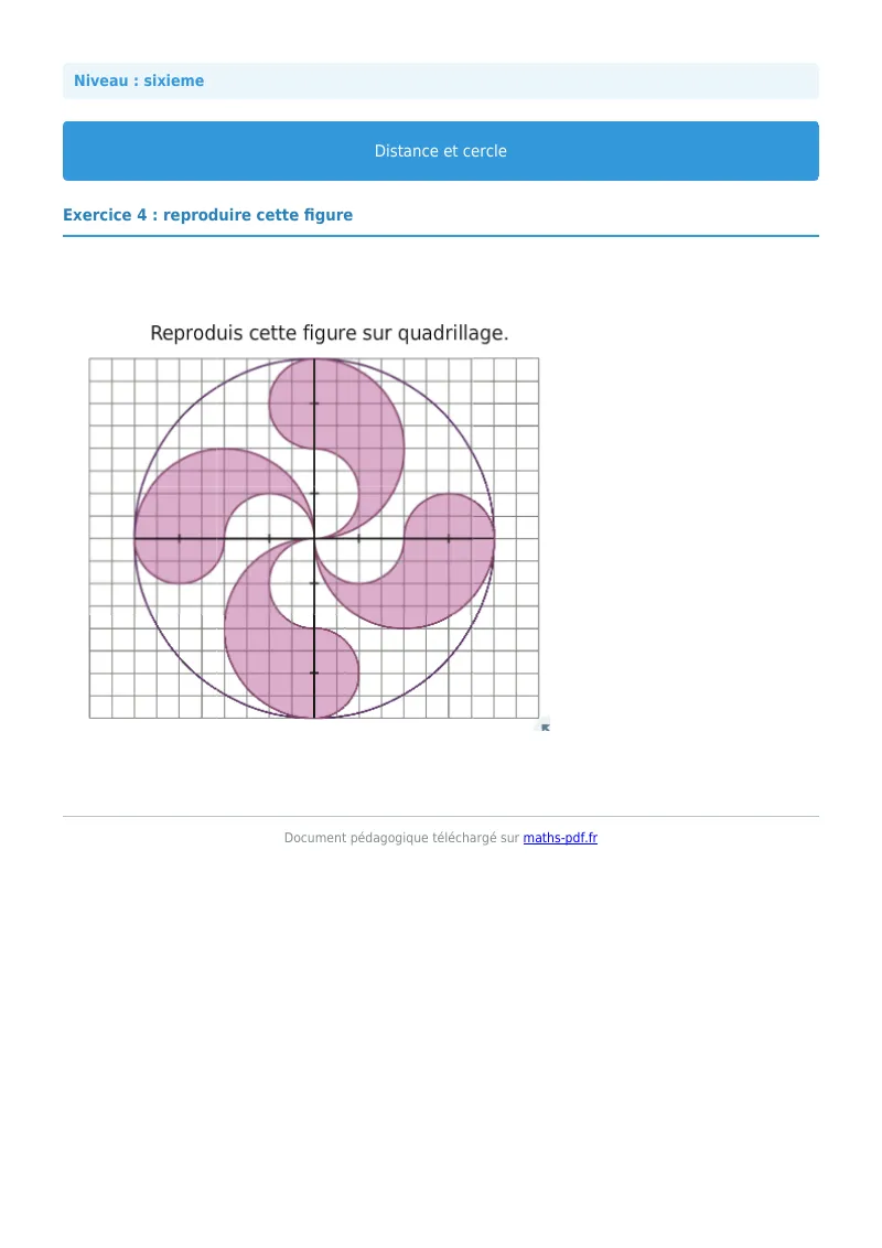 Cercle : exercice n°4 de maths en 6ème corrigé en PDF