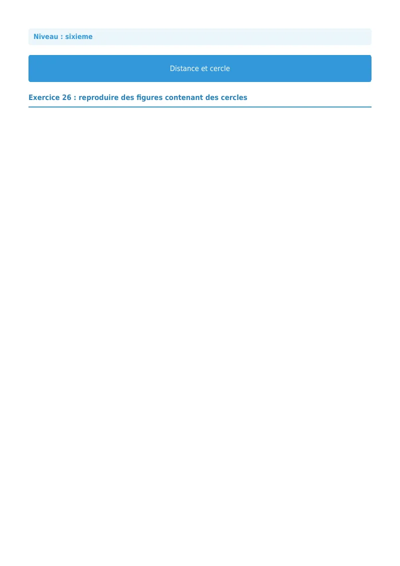 Cercle : exercice n°26 de maths en 6ème corrigé en PDF