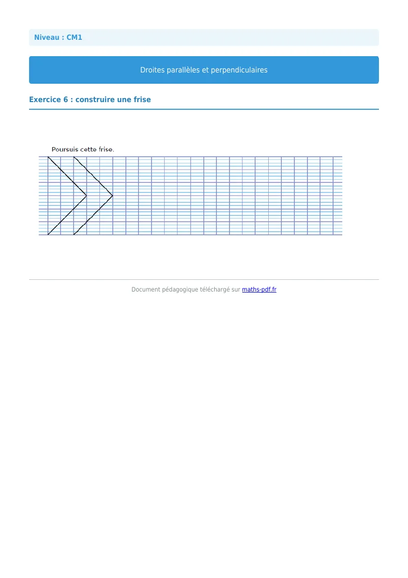 Droites parallèles et perpendiculaires : exercice n°6 de maths en CM1 corrigé en PDF