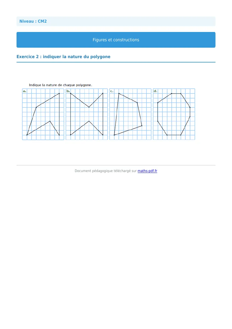 Figures et construction : exercice n°2 de maths en CM2 corrigé en PDF