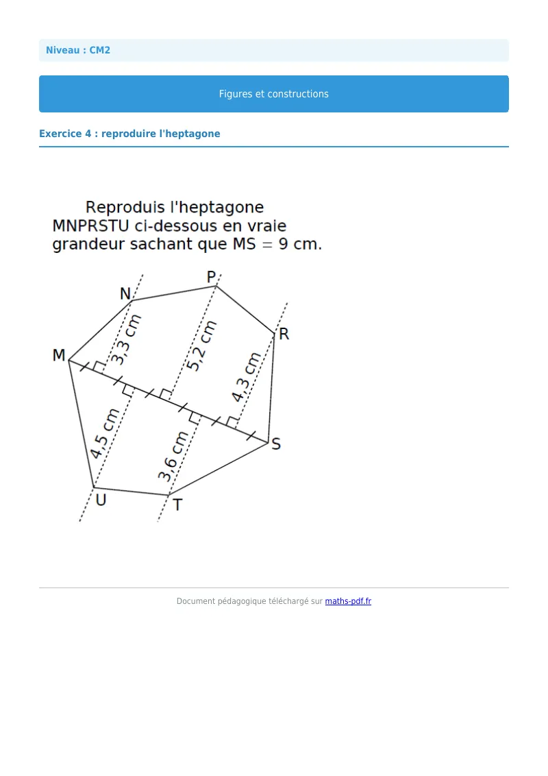 Figures et construction : exercice n°4 de maths en CM2 corrigé en PDF