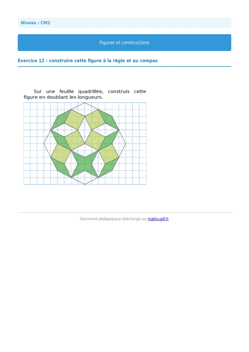 Figures et construction : exercice n°12 de maths en CM2 corrigé en PDF