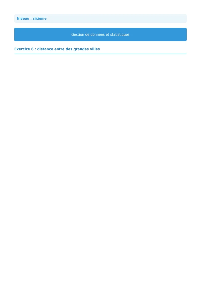 Statistiques et gestion de données : exercice n°6 de maths en 6ème corrigé en PDF