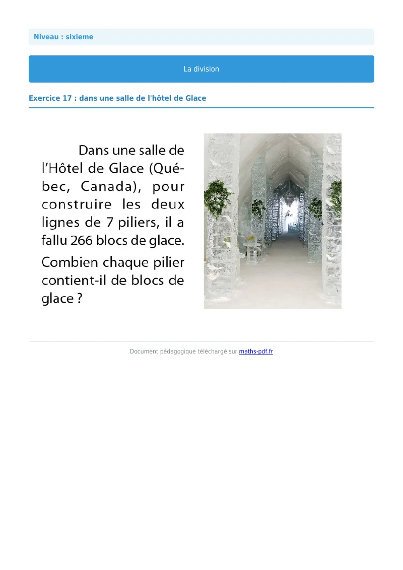 La division euclidienne et décimale : exercice n°17 de maths en 6ème corrigé en PDF