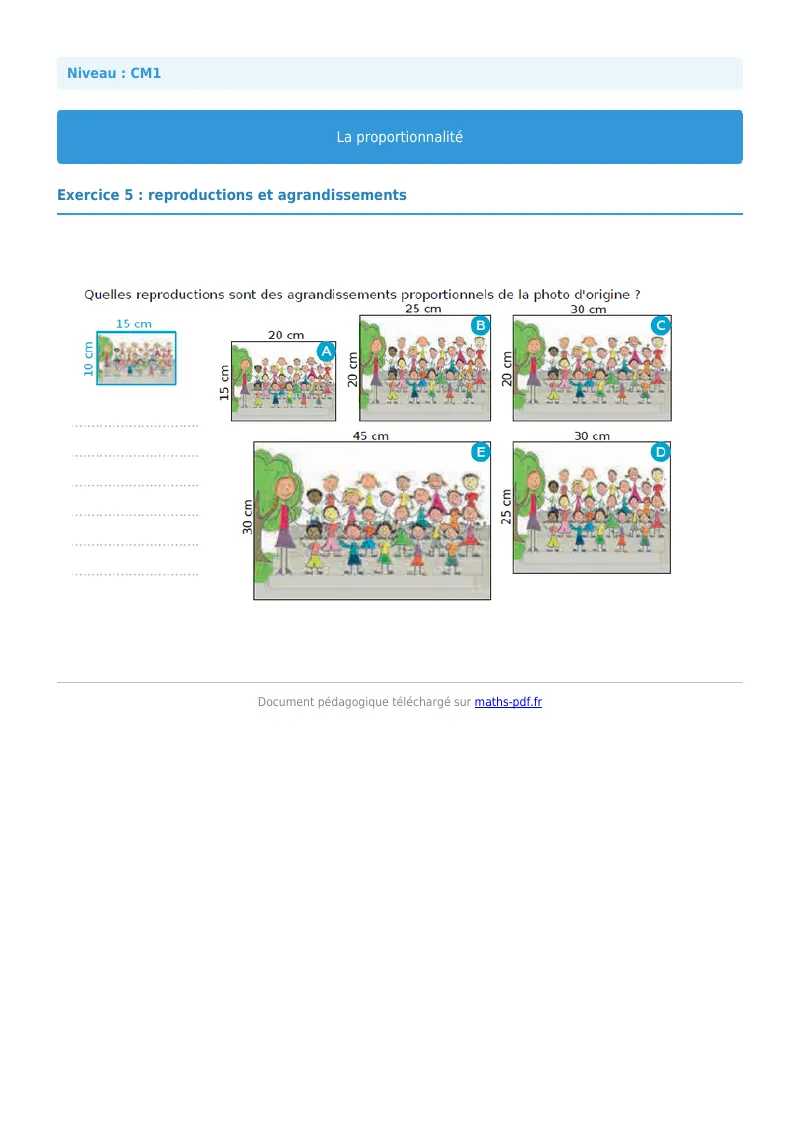 Proportionnalité : exercice n°5 de maths en CM1 corrigé en PDF