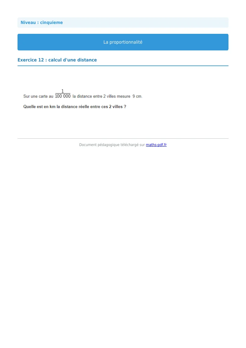 Proportionnalité : exercice n°12 de maths en 5ème corrigé en PDF