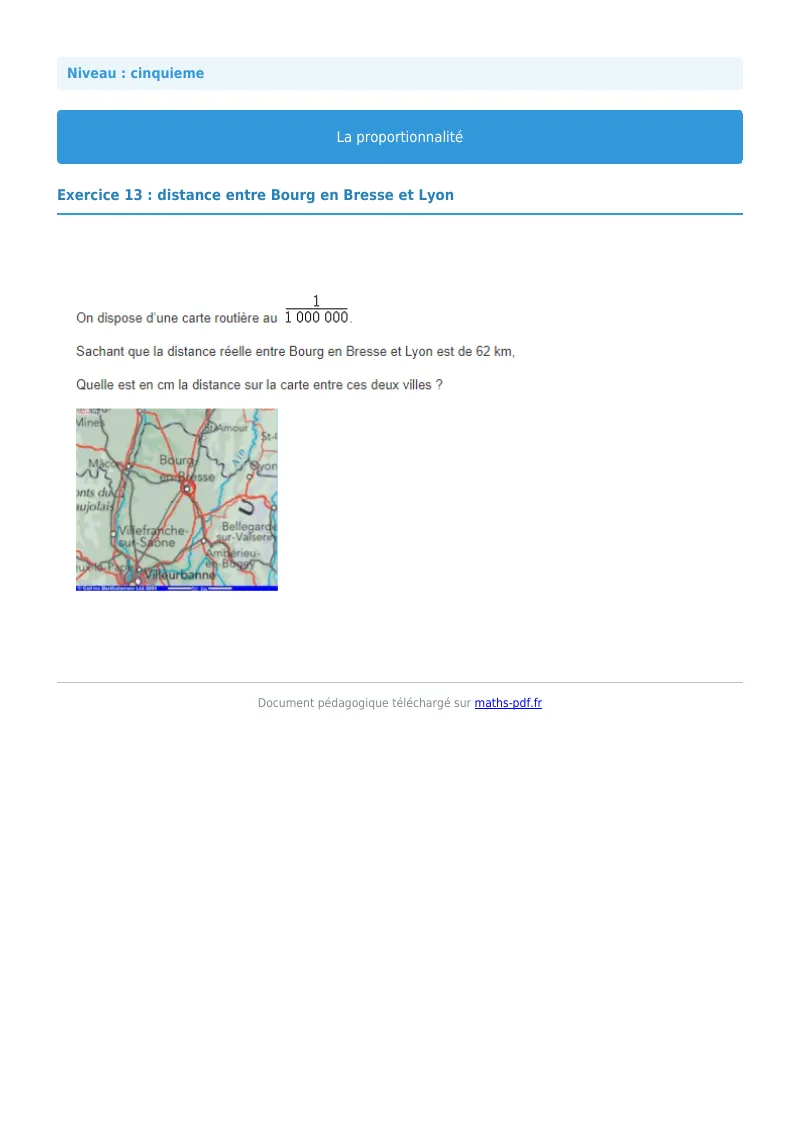 Proportionnalité : exercice n°13 de maths en 5ème corrigé en PDF