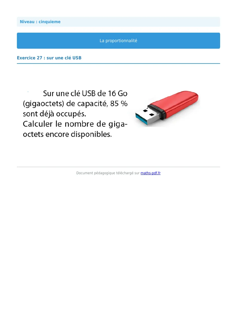 Proportionnalité : exercice n°27 de maths en 5ème corrigé en PDF