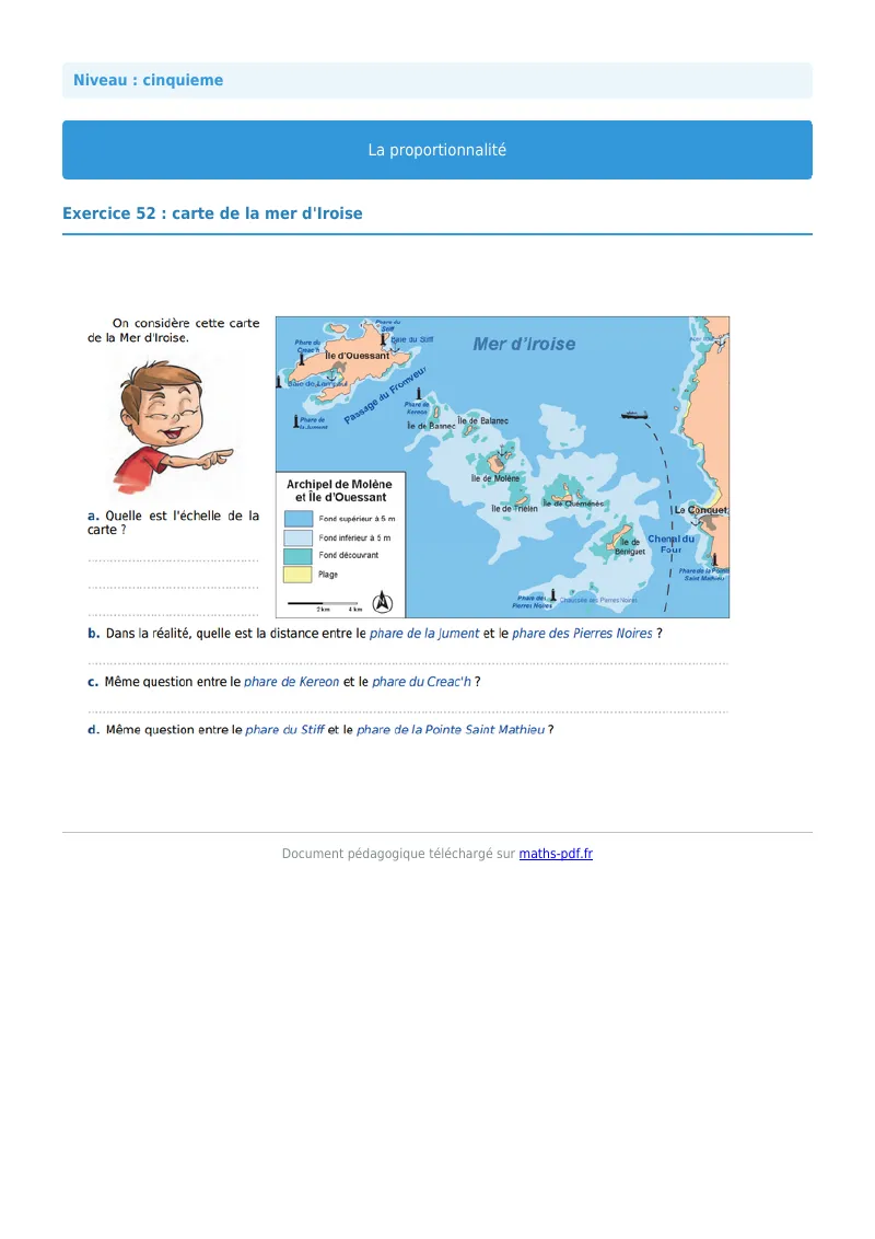 Proportionnalité : exercice n°52 de maths en 5ème corrigé en PDF